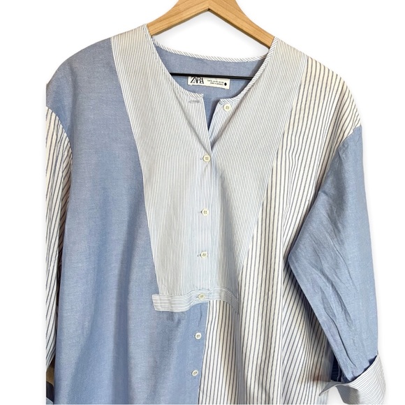 ZARA Patchwork Shirtdress Long Sleeves - Picture 8 of 10